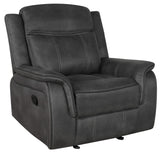 Lawrence Lawrence 3-piece Upholstered Reclining Sofa Set Charcoal 603504-S3 - Ella Furniture