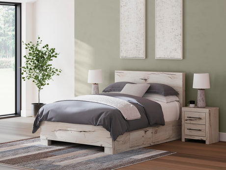 Lawroy Light Natural Full Panel Bed with Storage from Ella Furniture
