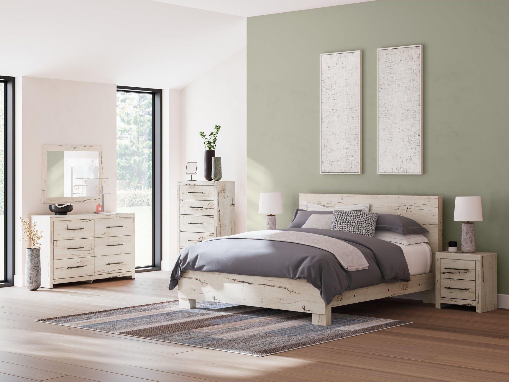 Lawroy Light Natural King Panel Bed - Ella Furniture