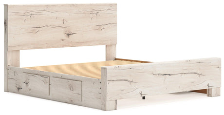Lawroy Light Natural King Panel Bed with Storage - Ella Furniture
