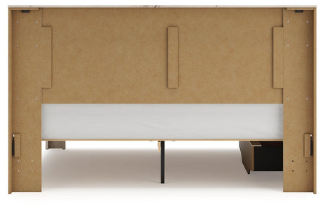 Lawroy Light Natural King Panel Bed with Storage - Ella Furniture