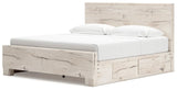 Lawroy Light Natural King Panel Bed with Storage - Ella Furniture