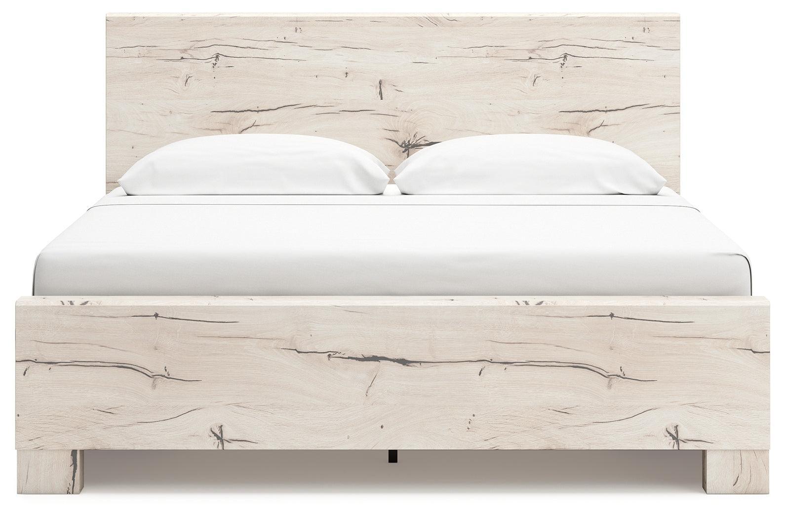 Lawroy Light Natural King Panel Bed with Storage - Ella Furniture