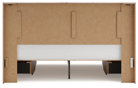 Lawroy Light Natural King Panel Bed with Storage - Ella Furniture