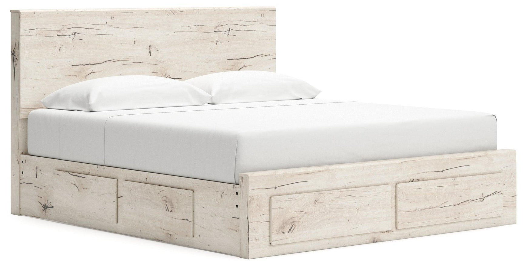 Lawroy Light Natural King Panel Storage Bed - Ella Furniture