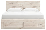 Lawroy Light Natural King Panel Storage Bed - Ella Furniture