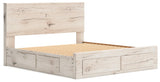 Lawroy Light Natural King Panel Storage Bed - Ella Furniture