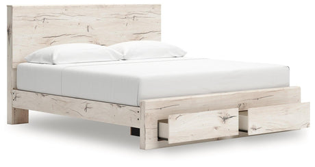 Lawroy Light Natural King Panel Storage Bed - Ella Furniture