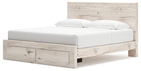 Lawroy Light Natural King Panel Storage Bed - Ella Furniture