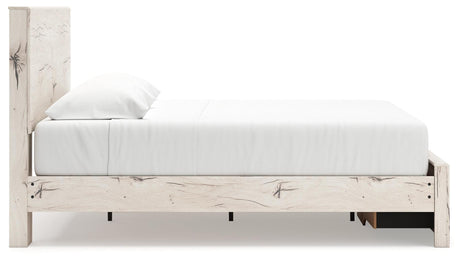 Lawroy Light Natural King Panel Storage Bed - Ella Furniture
