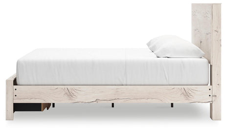 Lawroy Light Natural King Panel Storage Bed - Ella Furniture