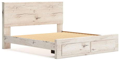 Lawroy Light Natural King Panel Storage Bed - Ella Furniture