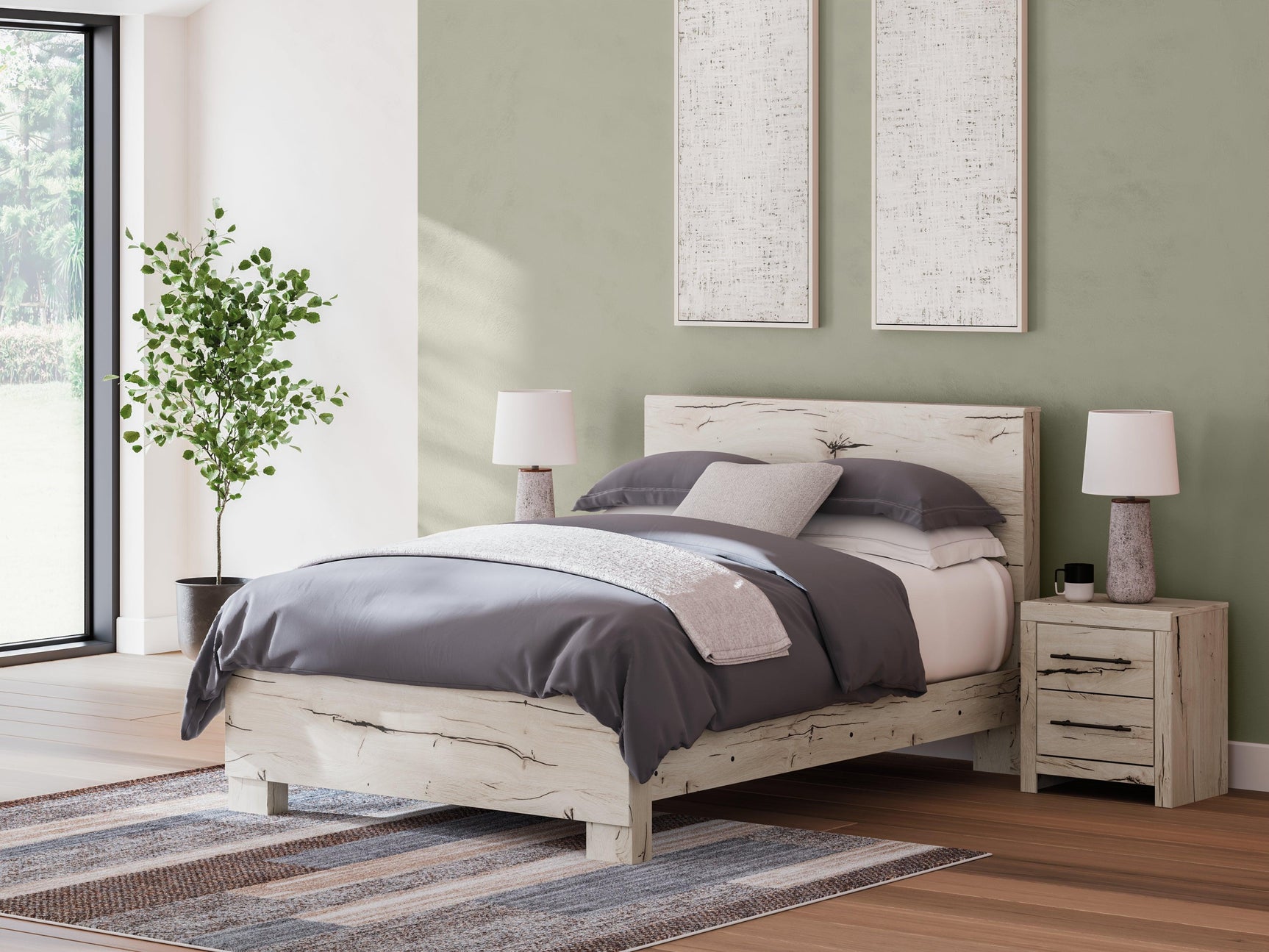 Lawroy Light Natural Queen Panel Bed - Ella Furniture