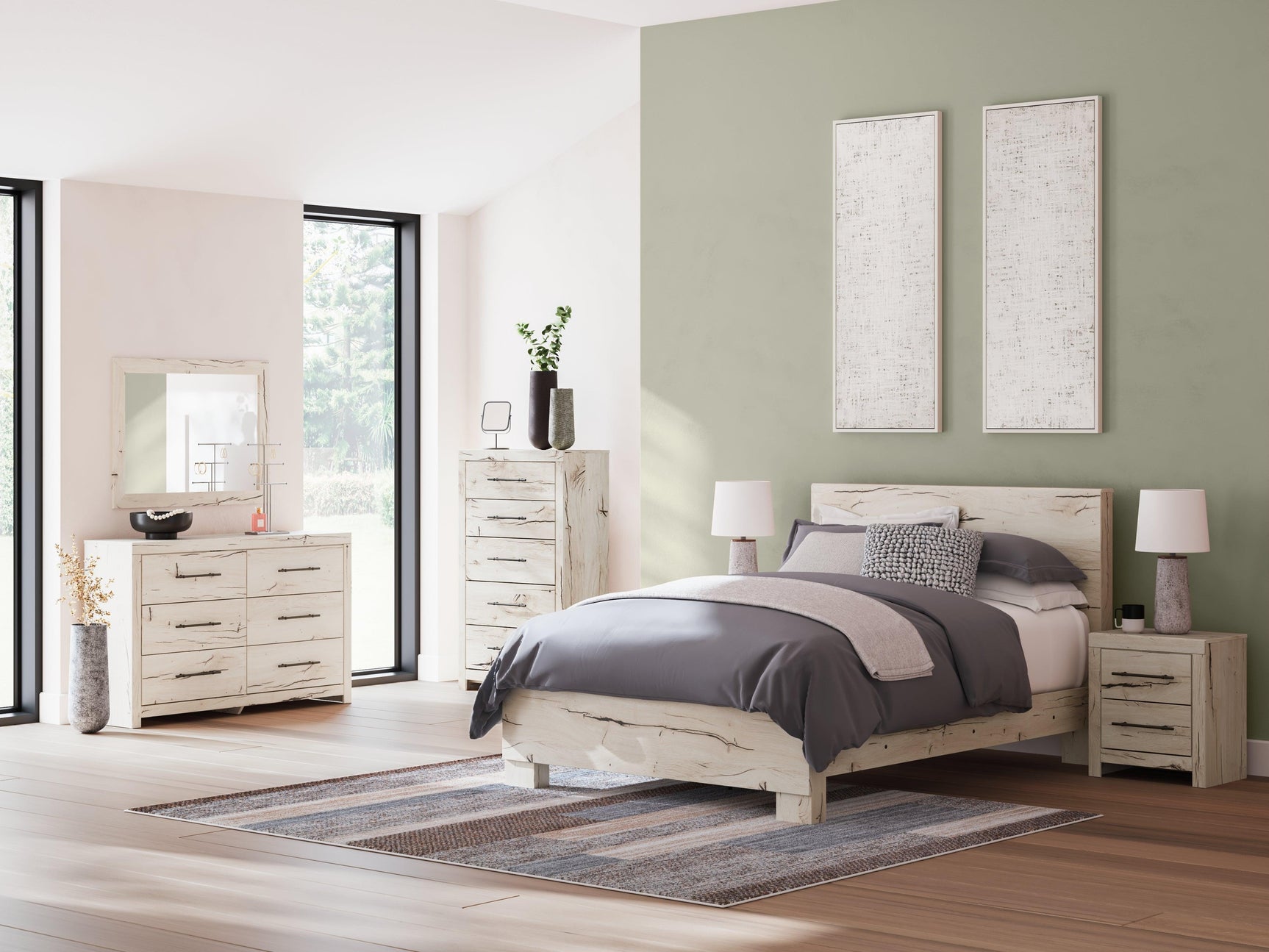Lawroy Light Natural Queen Panel Bed - Ella Furniture