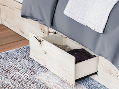Lawroy Light Natural Queen Panel Bed with Storage - Ella Furniture