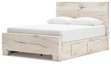 Lawroy Light Natural Queen Panel Bed with Storage - Ella Furniture