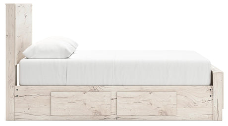 Lawroy Light Natural Queen Panel Bed with Storage - Ella Furniture