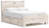 Lawroy Light Natural Queen Panel Bed with Storage - Ella Furniture
