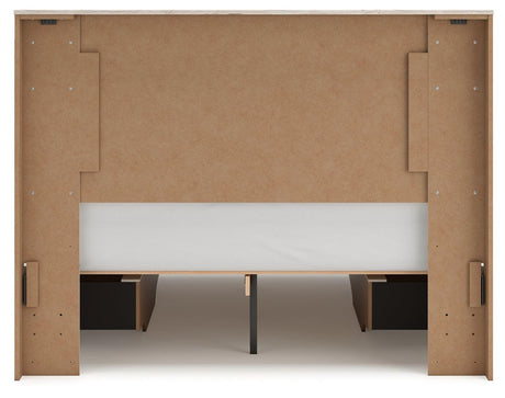 Lawroy Light Natural Queen Panel Bed with Storage - Ella Furniture