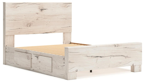 Lawroy Light Natural Queen Panel Bed with Storage - Ella Furniture