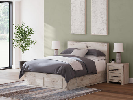 Lawroy Light Natural Queen Panel Storage Bed - Ella Furniture
