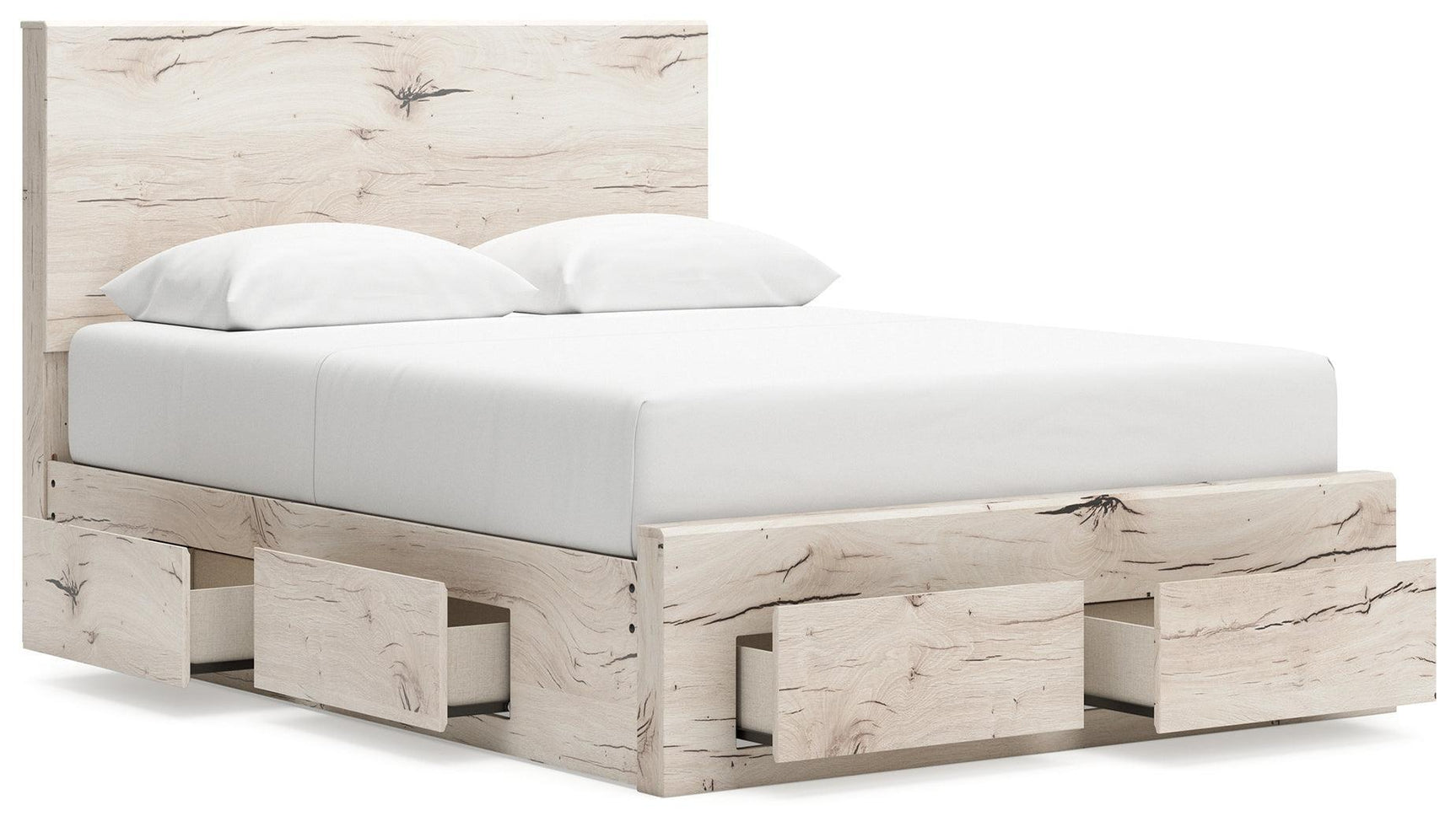 Lawroy Light Natural Queen Panel Storage Bed - Ella Furniture