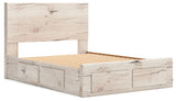 Lawroy Light Natural Queen Panel Storage Bed - Ella Furniture