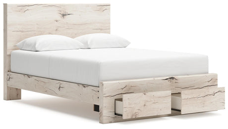 Lawroy Light Natural Queen Panel Storage Bed - Ella Furniture