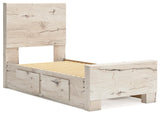 Lawroy Light Natural Twin Panel Bed with Storage - Ella Furniture