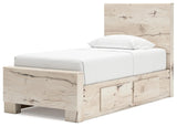 Lawroy Light Natural Twin Panel Bed with Storage - Ella Furniture