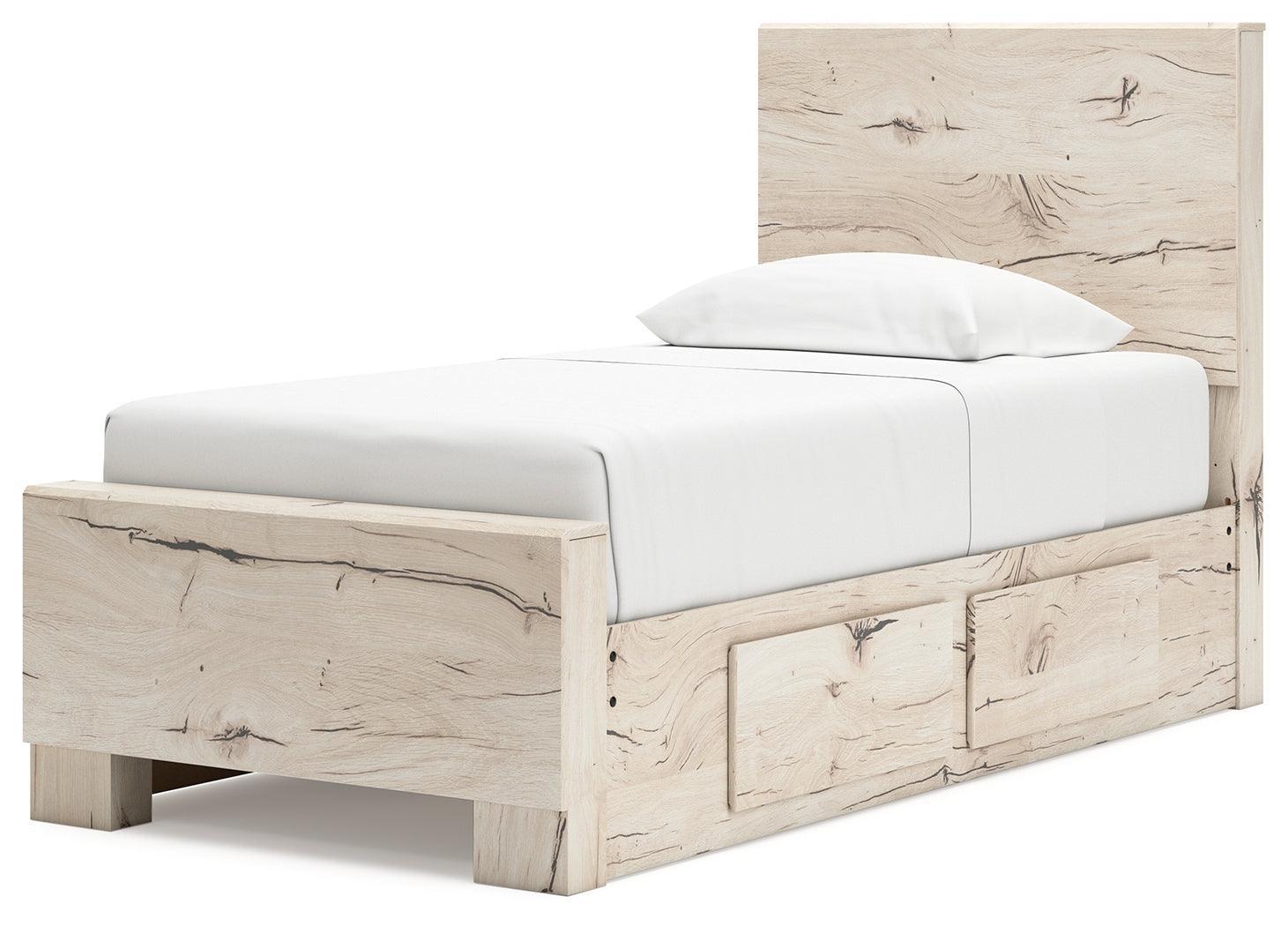 Lawroy Light Natural Twin Panel Bed with Storage - Ella Furniture