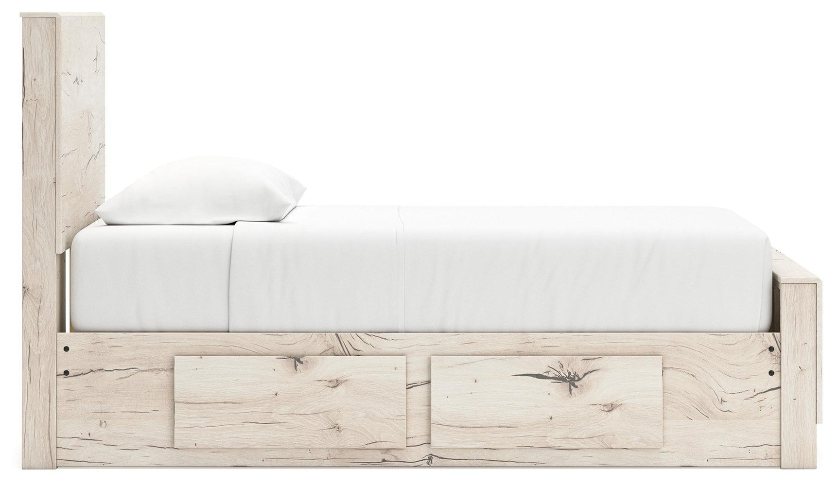 Lawroy Light Natural Twin Panel Bed with Storage - Ella Furniture