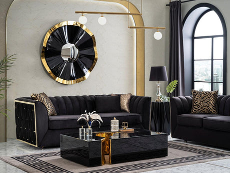 Leah Black Velvet Sofa & Loveseat - Ella Furniture