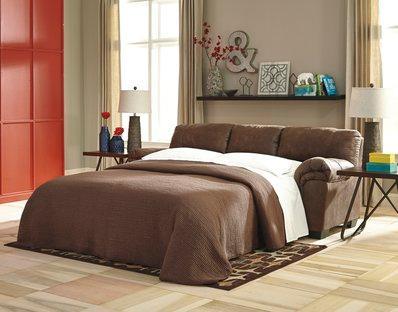 Leather Coffee Modern Contemporary Solid Wood Faux Leather Full Size Sleeper - Ella Furniture