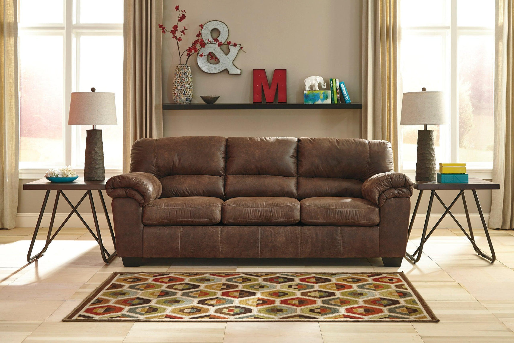 Leather Coffee Modern Contemporary Solid Wood Faux Leather Full Size Sleeper - Ella Furniture