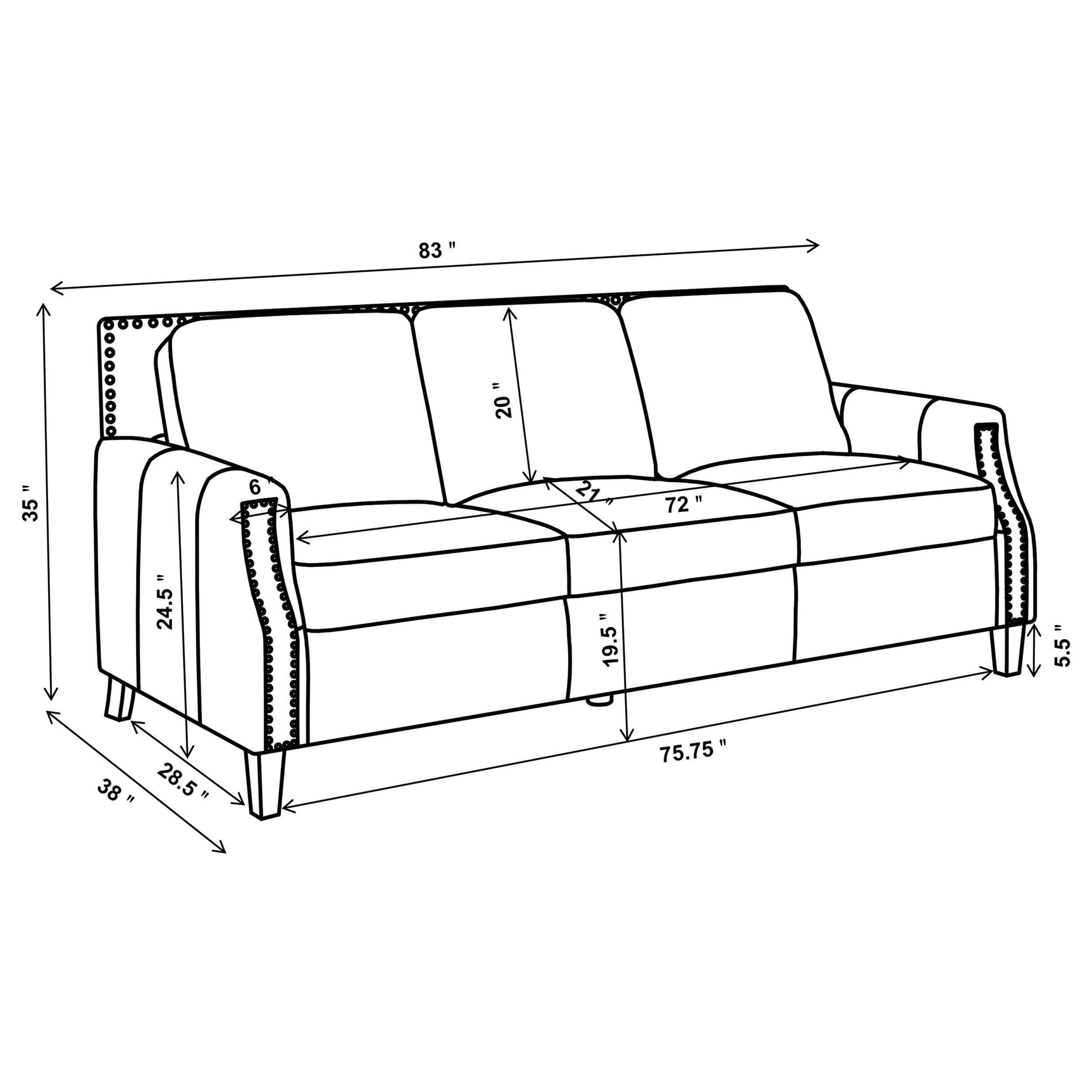 Leaton 2-piece Upholstered Recessed Arm Sofa Set Brown Sugar 509441-S2 - Ella Furniture