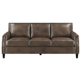 Leaton 2-piece Upholstered Recessed Arm Sofa Set Brown Sugar 509441-S2 - Ella Furniture