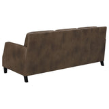 Leaton 2-piece Upholstered Recessed Arm Sofa Set Brown Sugar 509441-S2 - Ella Furniture