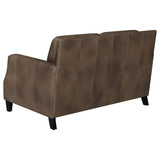 Leaton 2-piece Upholstered Recessed Arm Sofa Set Brown Sugar 509441-S2 - Ella Furniture