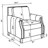 Leaton 3-piece Upholstered Recessed Arm Sofa Set Brown Sugar 509441-S3 - Ella Furniture