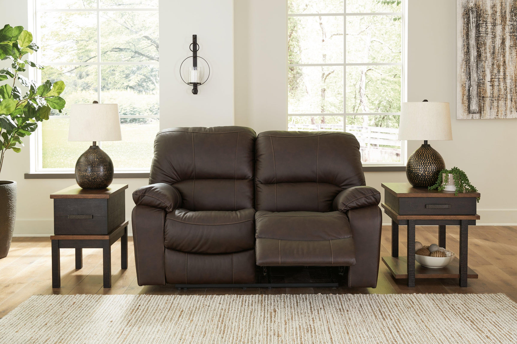 Leesworth Dark Brown Sofa, Loveseat And Recliner - Ella Furniture