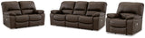 Leesworth Dark Brown Sofa, Loveseat And Recliner - Ella Furniture
