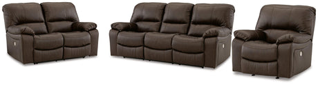 Leesworth Dark Brown Sofa, Loveseat And Recliner - Ella Furniture