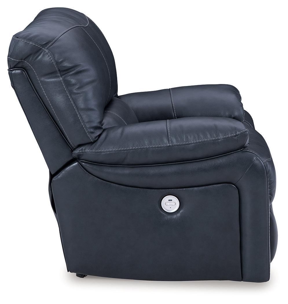 Leesworth Ocean Leather Power Recliner - Ella Furniture