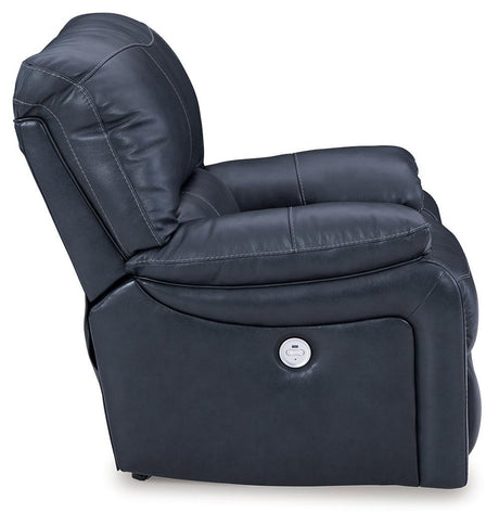 Leesworth Ocean Leather Power Recliner - Ella Furniture