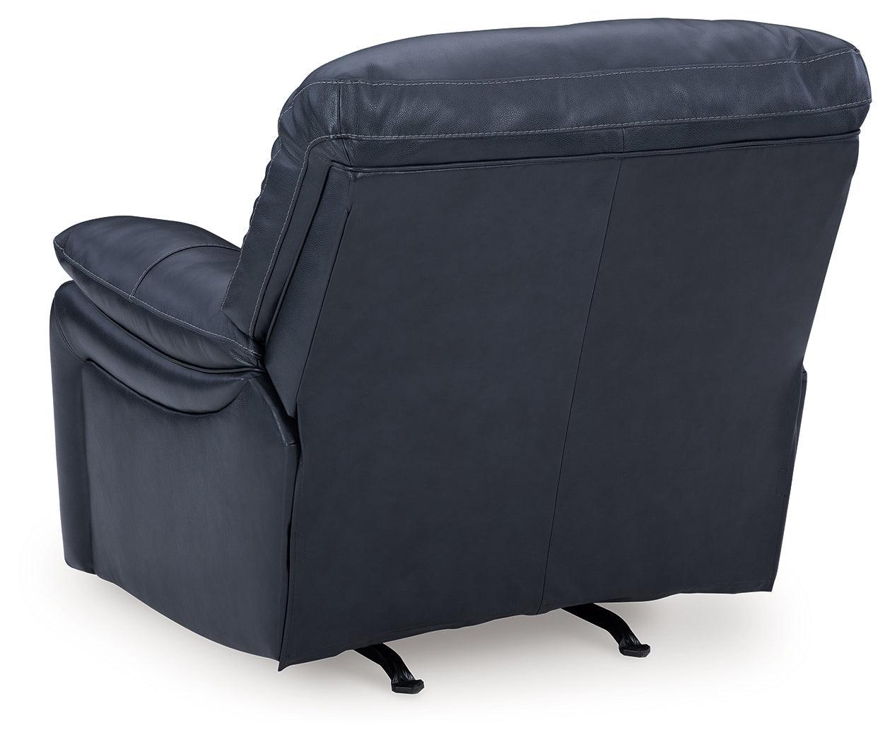 Leesworth Ocean Leather Power Recliner - Ella Furniture