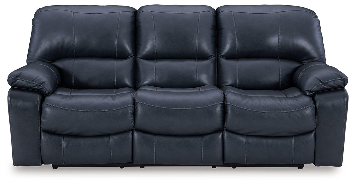 Leesworth Ocean Leather Power Reclining Sofa - Ella Furniture