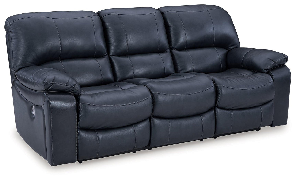 Leesworth Ocean Leather Power Reclining Sofa - Ella Furniture