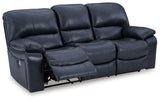 Leesworth Ocean Leather Power Reclining Sofa - Ella Furniture
