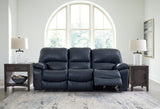 Leesworth Ocean Leather Power Reclining Sofa - Ella Furniture